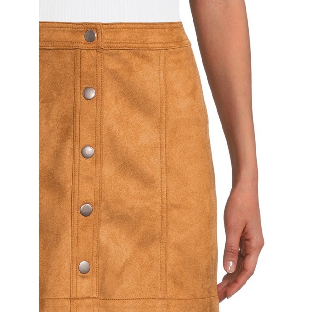 Mustard Yellow Button Skirt Mini - Picture 2 of 9